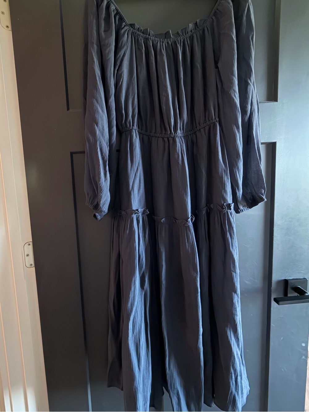 bohme Navy Blue Tiered Long Sleeve Maxi Dress